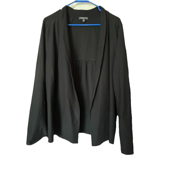 Eileen Fisher Black Nylon Viscose Open Cardigan Blazer Womens Size 1X - Picture 1 of 7